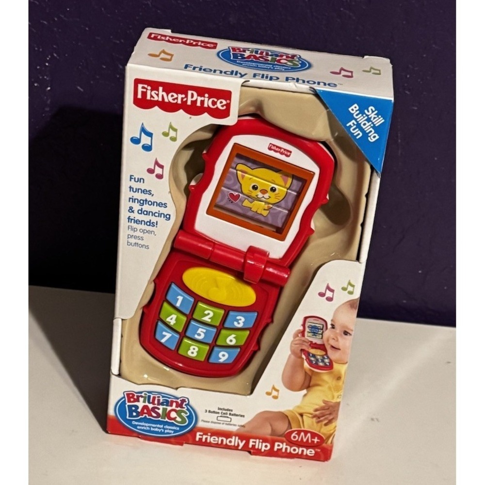 Vintage 2006 Fisher Price Friendly Flip Phone Kids Toy Mattel New In Box